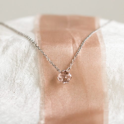 Morganite in gold necklace DAISY