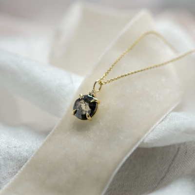 Gold necklace with round diamond salt and pepper EUGENIE