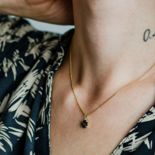 Gold necklace with round diamond salt and pepper EUGENIE