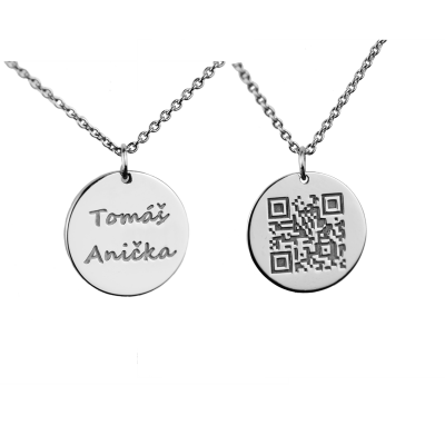 Pendant with encrypted QR-code + engraving on the opposite side