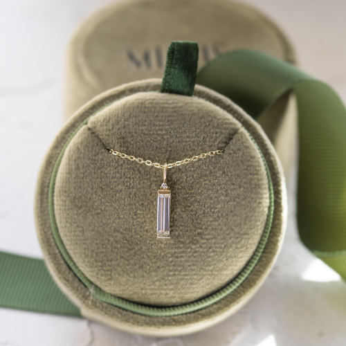 Minimalist moissanite and diamond pendant FELIANA