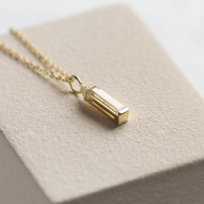 Minimalist moissanite and diamond pendant FELIANA