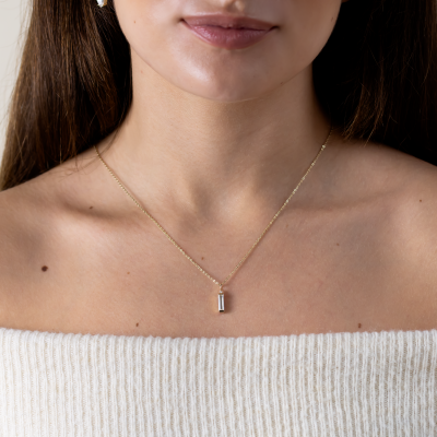 Minimalist moissanite and diamond pendant FELIANA