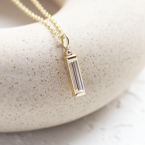 Minimalist moissanite and diamond pendant FELIANA
