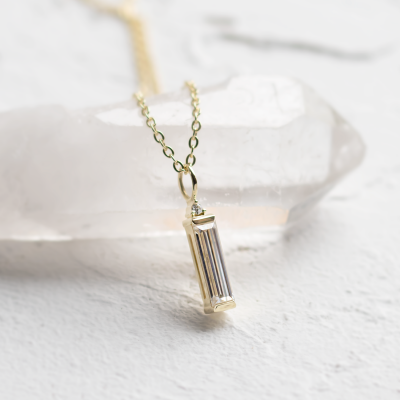 Minimalist moissanite and diamond pendant FELIANA
