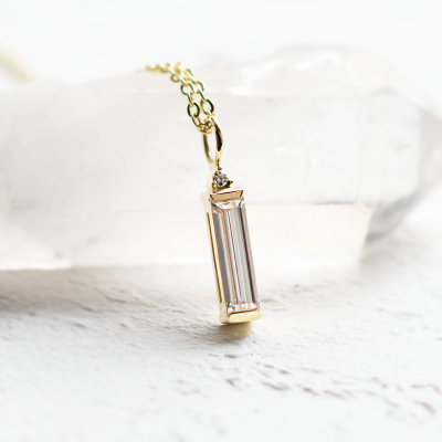Minimalist moissanite and diamond pendant FELIANA