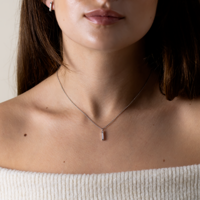 Moissanite and diamond minimalist pendant FELICE