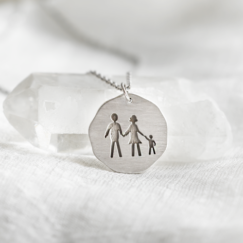 Engraved necklace with family motive FRANCIS