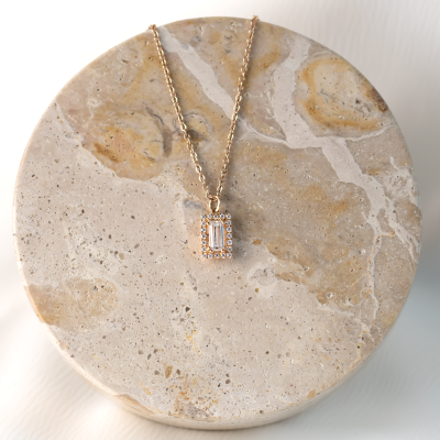 Gold necklace with lab created diamonds GRACIE
