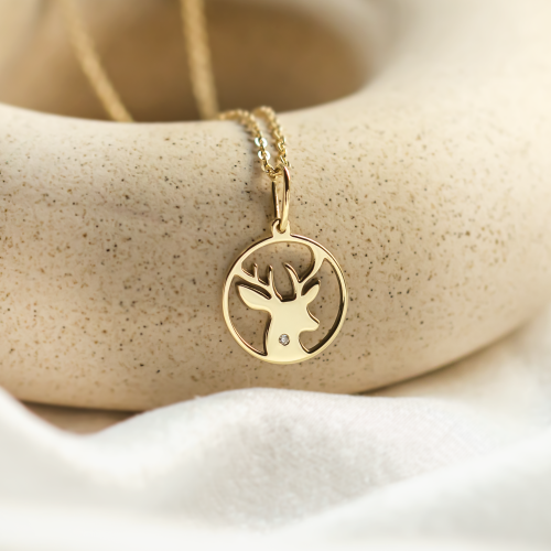 IVY Golden pendant with a diamond