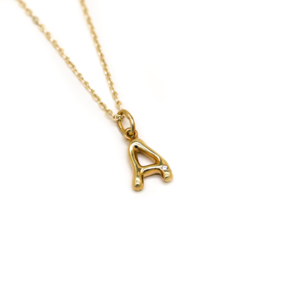 Gold letter pendant with diamond JEAN