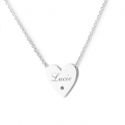 JENI silver diamond pendant with your name carved on