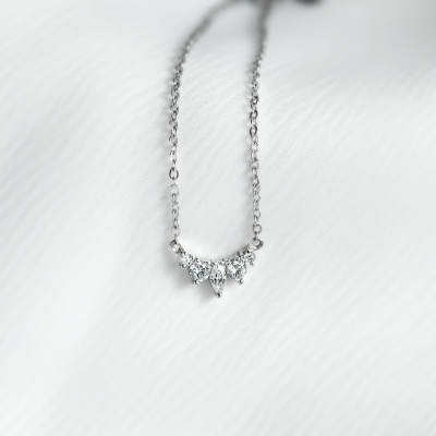 Gold cluster necklace with lab created diamonds JESSICA