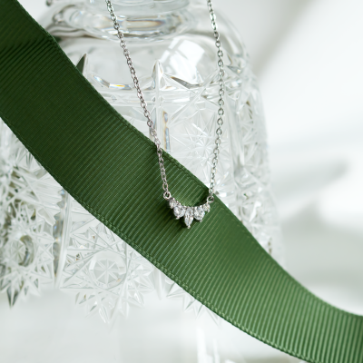 Gold cluster necklace with lab created diamonds JESSICA