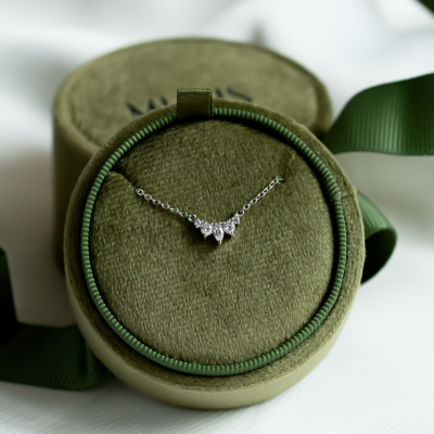 Gold cluster necklace with lab created diamonds JESSICA