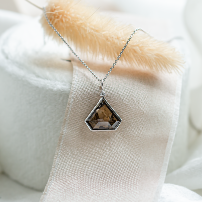 Geometric necklace with shield superman salt and pepper diamond JOE