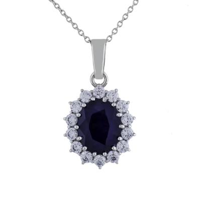 Luxurious pendant with JUFILI diamonds and a sapphire
