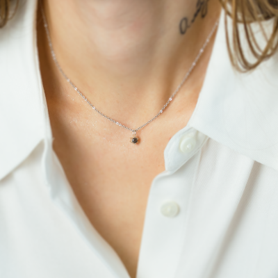 Minimalist necklace with salt and pepper diamond KAI