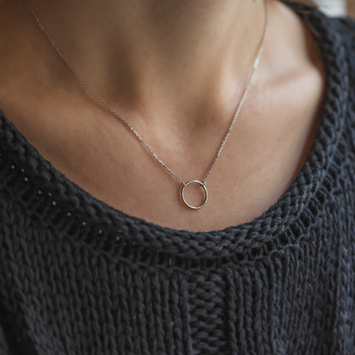 Gold minimalist necklace with a circle KARMA