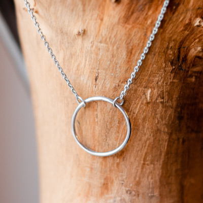 Gold minimalist necklace with a circle KARMA