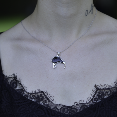 Necklace with black enamel - KIKE