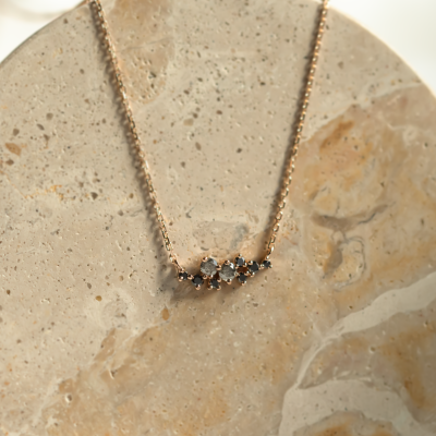 Gold necklace with salt and pepper diamonds KLARI