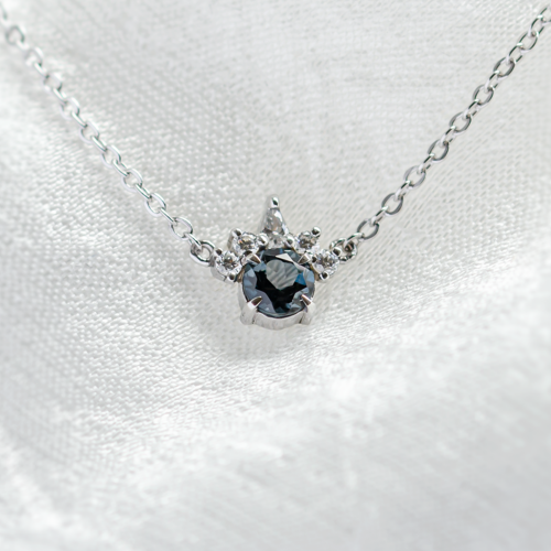 Gold necklace with london blue topaz and diamonds LAMBETH