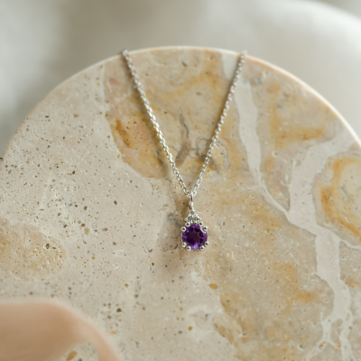 Gold amethyst and diamond pendant LILA