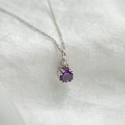 Gold amethyst and diamond pendant LILA