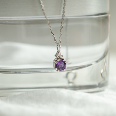 Gold amethyst and diamond pendant LILA