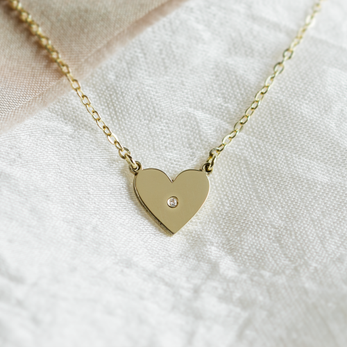 Zlatý náhrdelník LILLIAN ve tvaru srdce s diamantem