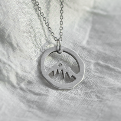 Matte gold necklace with mountain motive LIVIGNO
