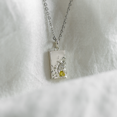 Original pendant with perforation and diamond LIZ