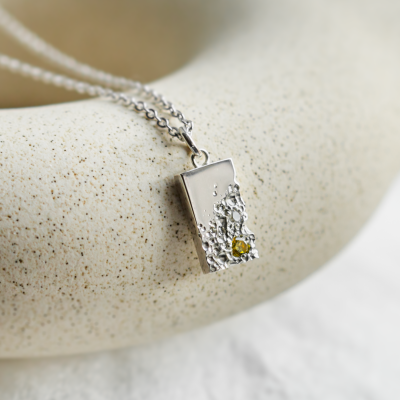 Original pendant with perforation and diamond LIZ