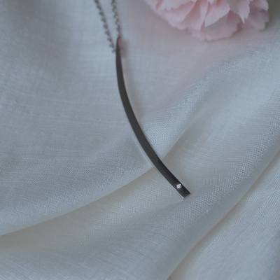 Silver minimalist necklace with a diamond LOFE