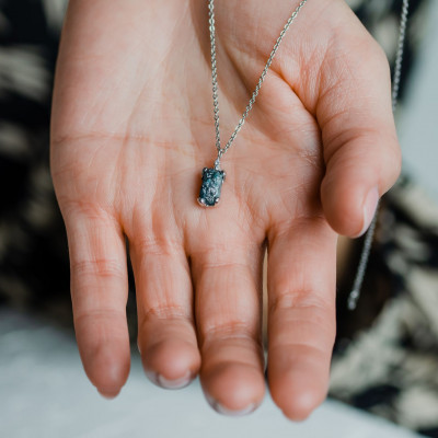 Gold necklace with raw blue diamond LORELEI