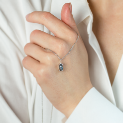 Gold necklace with raw blue diamond LORELEI