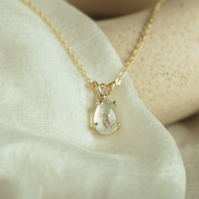 Gold moonstone necklace with diamond LUNA