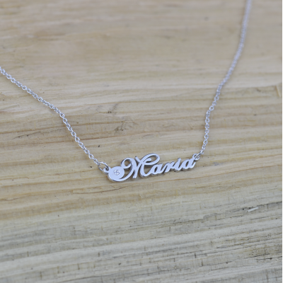 Name silver necklace with diamond MARI