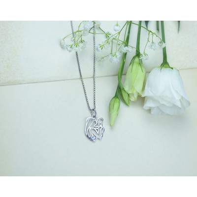 Unique gold pendant with diamond Mother and child DMOMMY