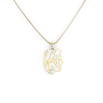 Unique gold pendant with diamond Mother and child DMOMMY
