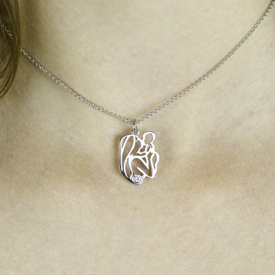 Unique gold pendant with diamond Mother and child DMOMMY
