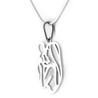 Unique sterling silver pendant Mother and child MOMMY