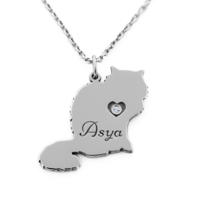 MUYA cat shape silver pendant