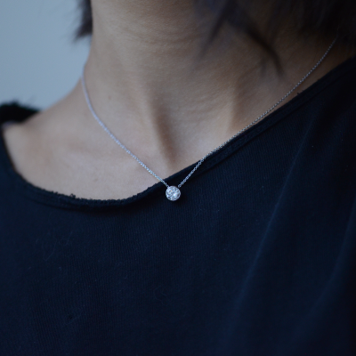 Simple Sterling Silver necklace with Zircon NOKKEN
