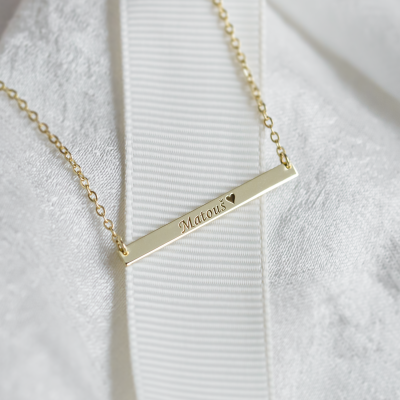 Gold Necklace in minimalist style with any engraving OSA