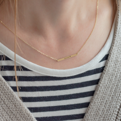 Gold Necklace in minimalist style with any engraving OSA