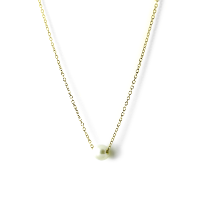 Gold necklace with white pearl - PEARE