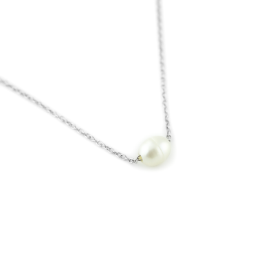 Stříbrný náhrdelník s bílou perlou PEARE