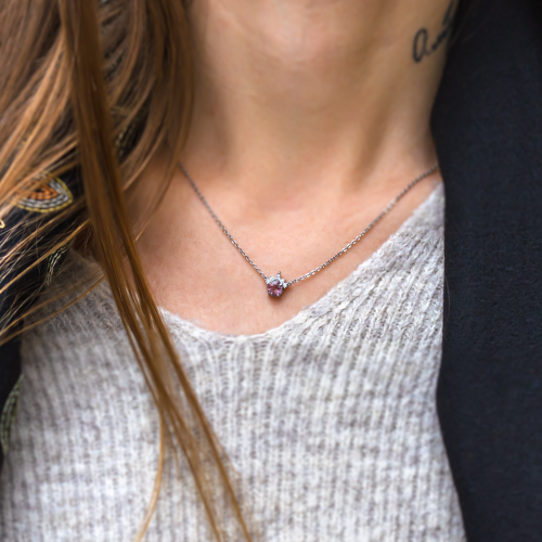 Gold necklace from mineral lepidocrocite and with diamonds PINKIE